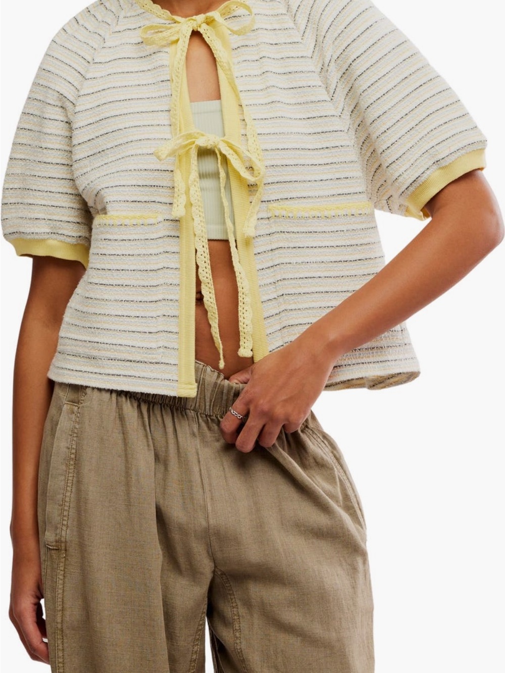 Free people Tropic Stripe cotton Tie Front.  NWT